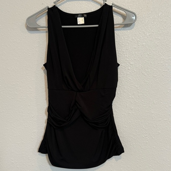 VENUS Tops - Venus Wrap Detail Black V Neck Sleeveless Top New Size Small​​​